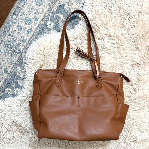 Elkie & Co aberdeen diaper bag tote backpack tan